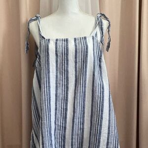 Crown and Ivy Striped Linen Sleeveless Dress with pockets